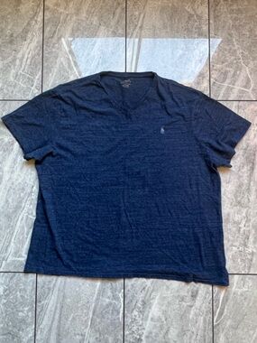 Polo Ralph Lauren Men's Navy Heather V-Neck S/S T-Shirt Embroidered Pony 2XL